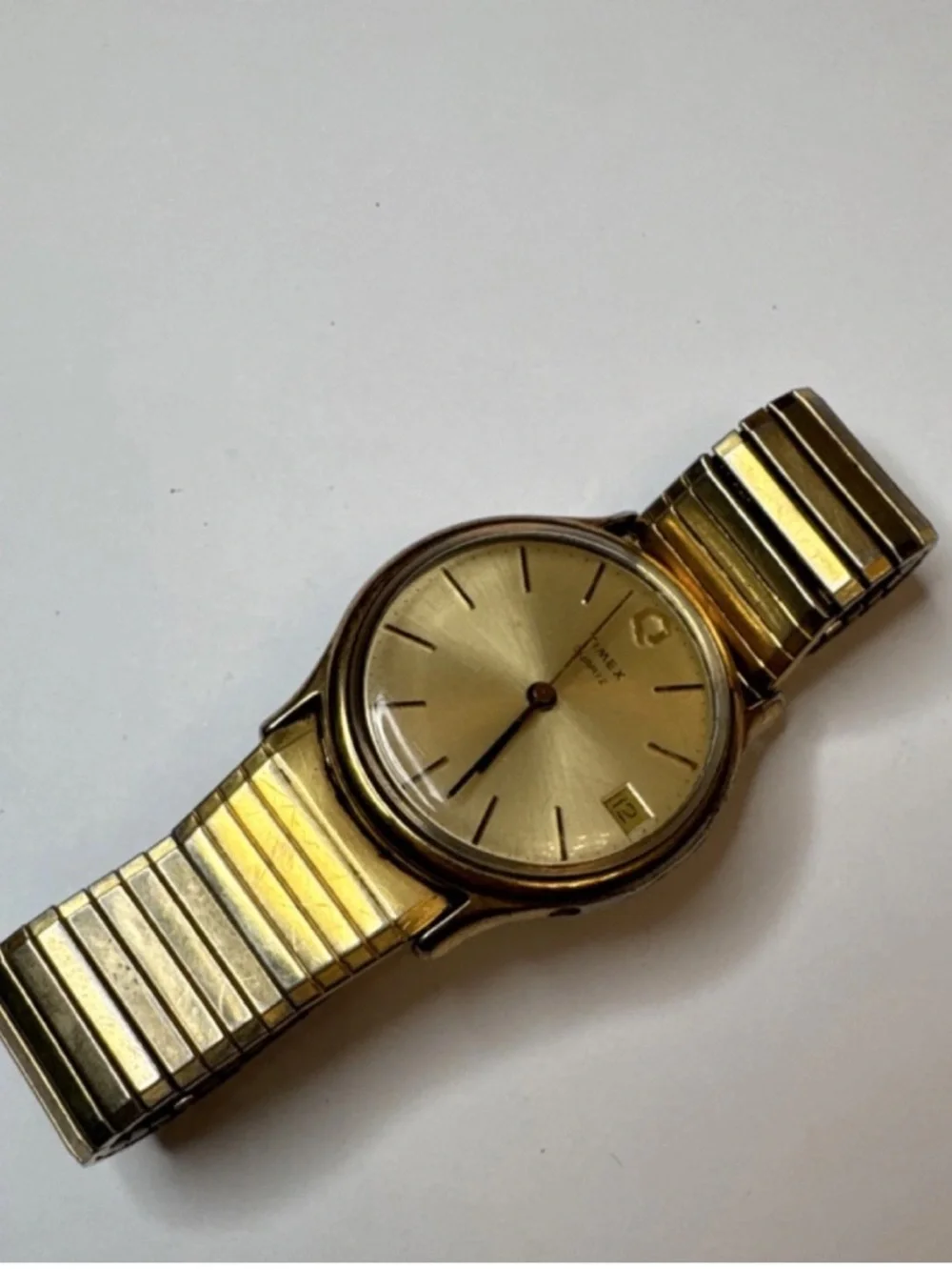 Vintage Timex Gold Tone Watch Stretch Band Parts Repair